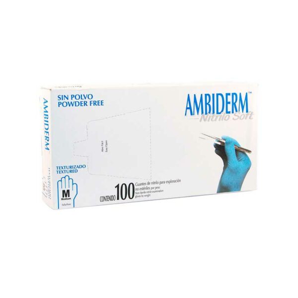 Guante Ambiderm Nitrilo Soft Azul Royal Celeste M Caja 100 Und (C20)