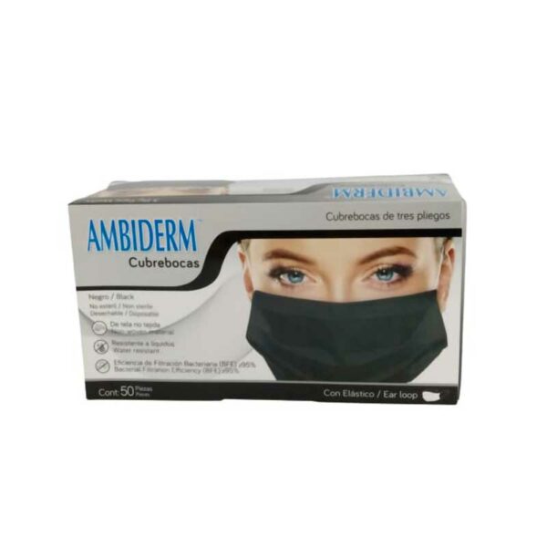 Mascarilla Ambiderm Negra Cj 50 Unds